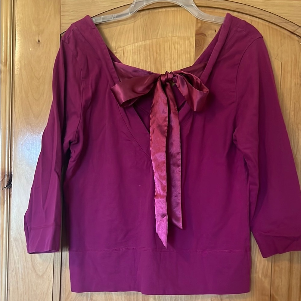 Elegant Burgundy Top with Bow Detail